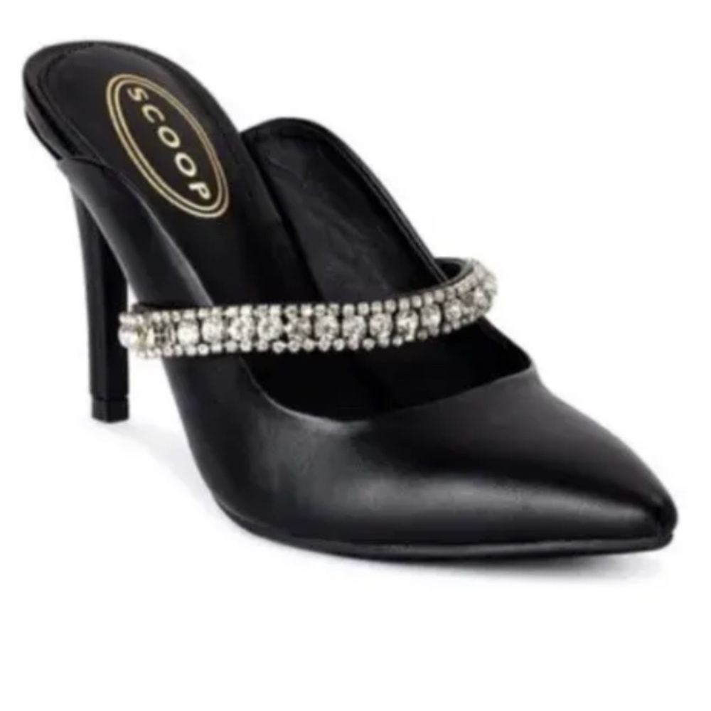Scoop NYC Women’s Rhinestone Black Slip On Heels Size 7.5 NEW